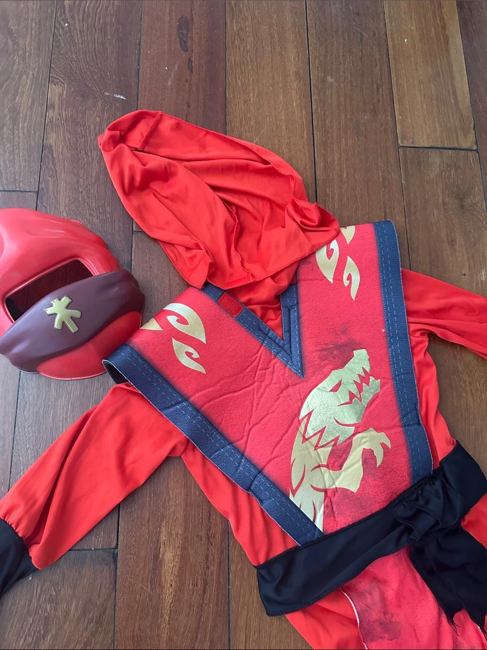 Lego Red Ninja Dragon Kids Costume with Black Accents Ninjago Kai